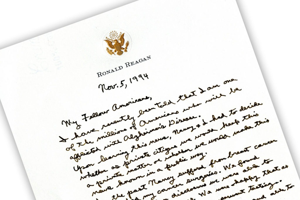 Reagan Letter about Alzheimer's disease
